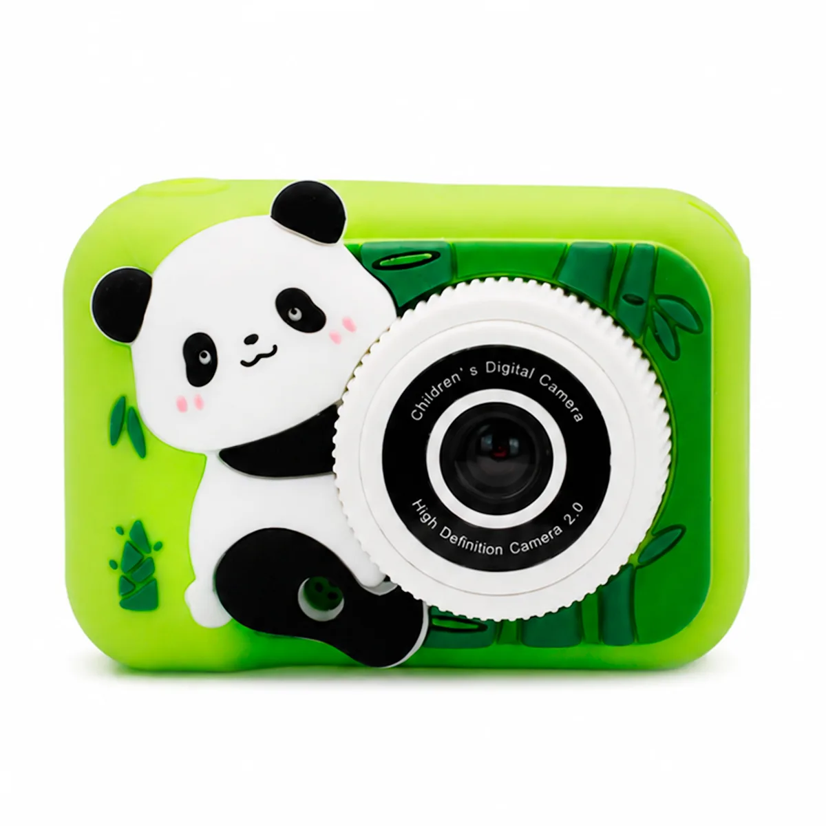 Cámara de fotos digital infantil recargable oso panda verde