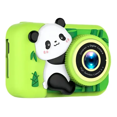 Cámara de fotos digital infantil recargable oso panda verde miniatura 3