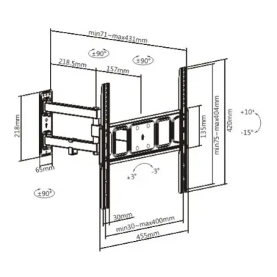Soporte Brateck TV 32″-55″ LPA63-443 brazo móvil miniatura 3